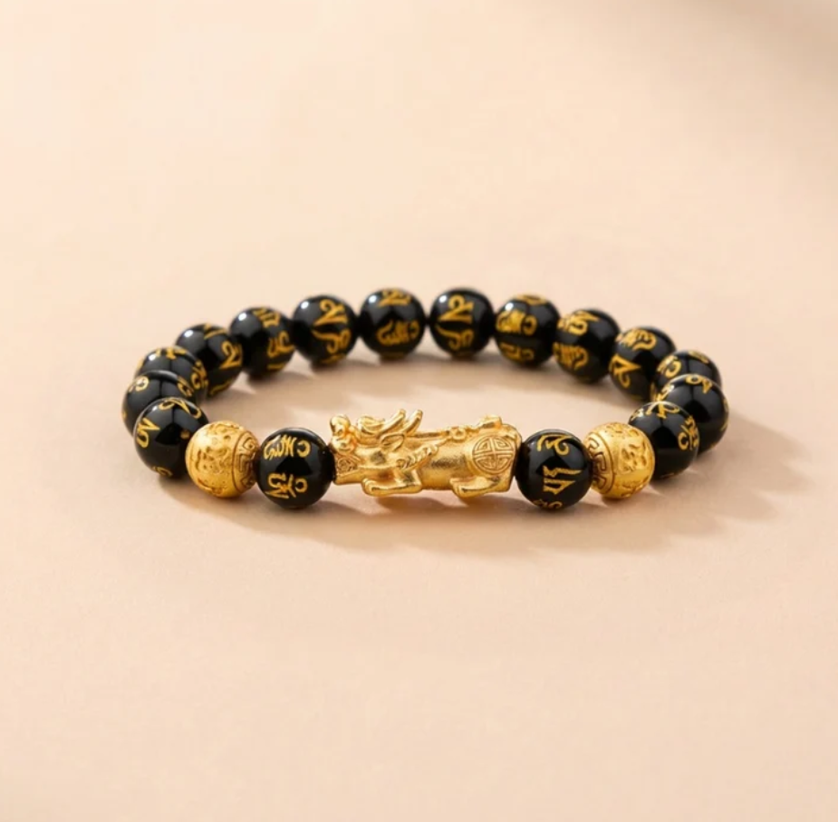 Buddha & Karma Pixiu Black Obsidian Bracelet
