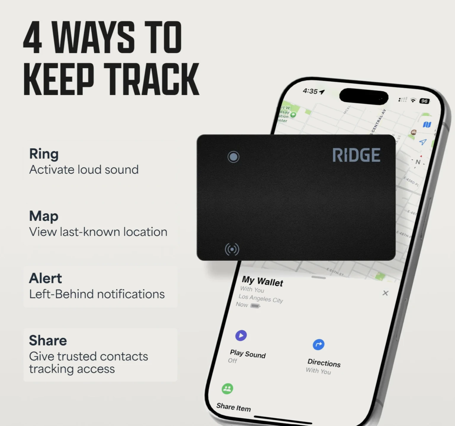 Four ways to keep track: ring, map, alert, share
